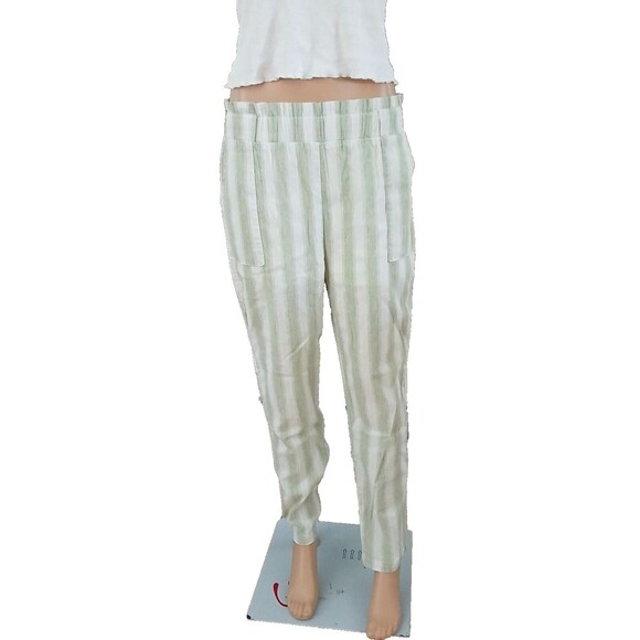 Women's MEDIUM Striped Pants Boho Beachy Lined Light Pockets High Elastic Waist - Picture 6 of 11